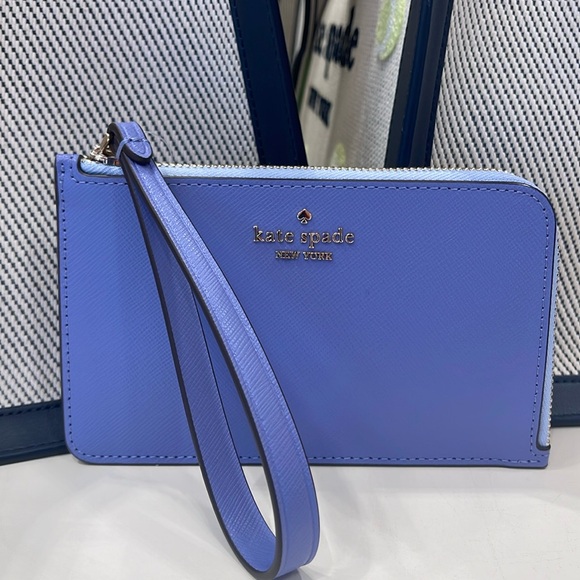 kate spade Handbags - Kate Spade Lucy Small L-zip Wristlet
Evening Blue Iris Multi
NWT